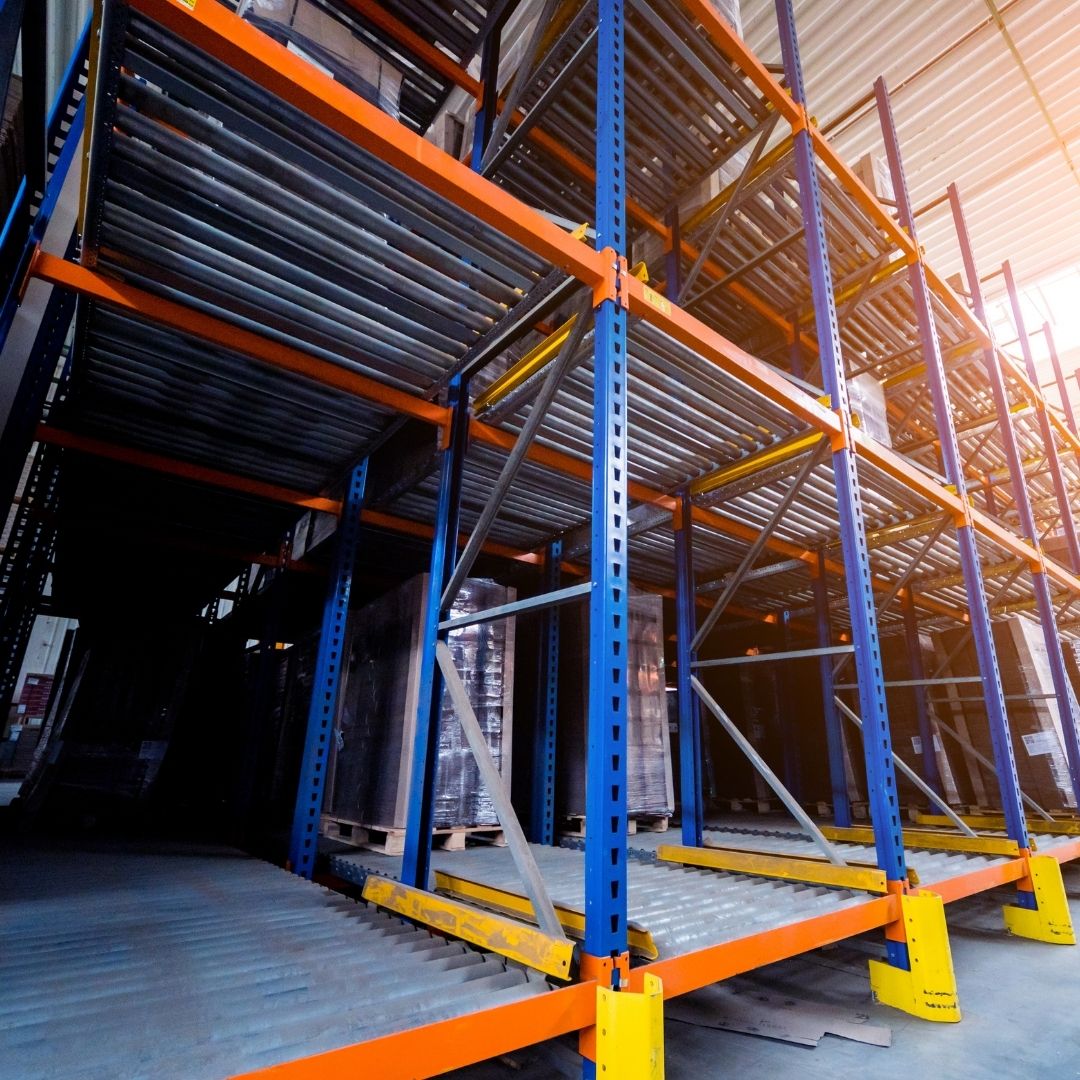 empty shelves in warehouse