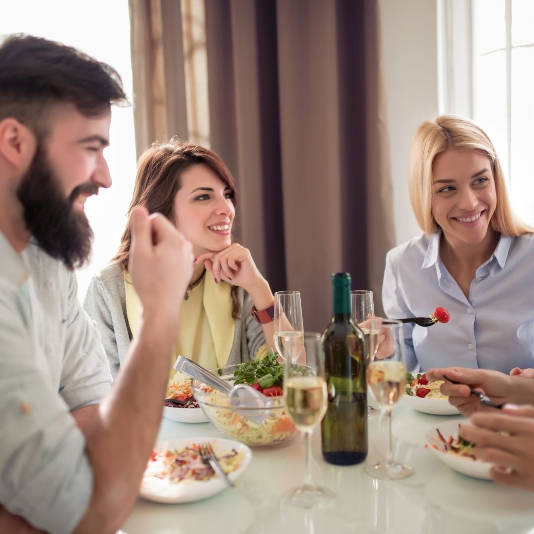 happy family at dinner table