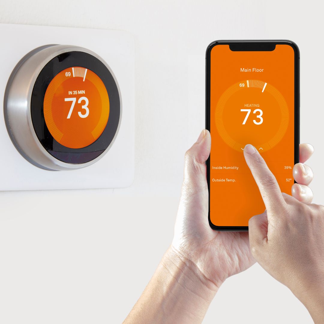 a phone controlling a thermostat